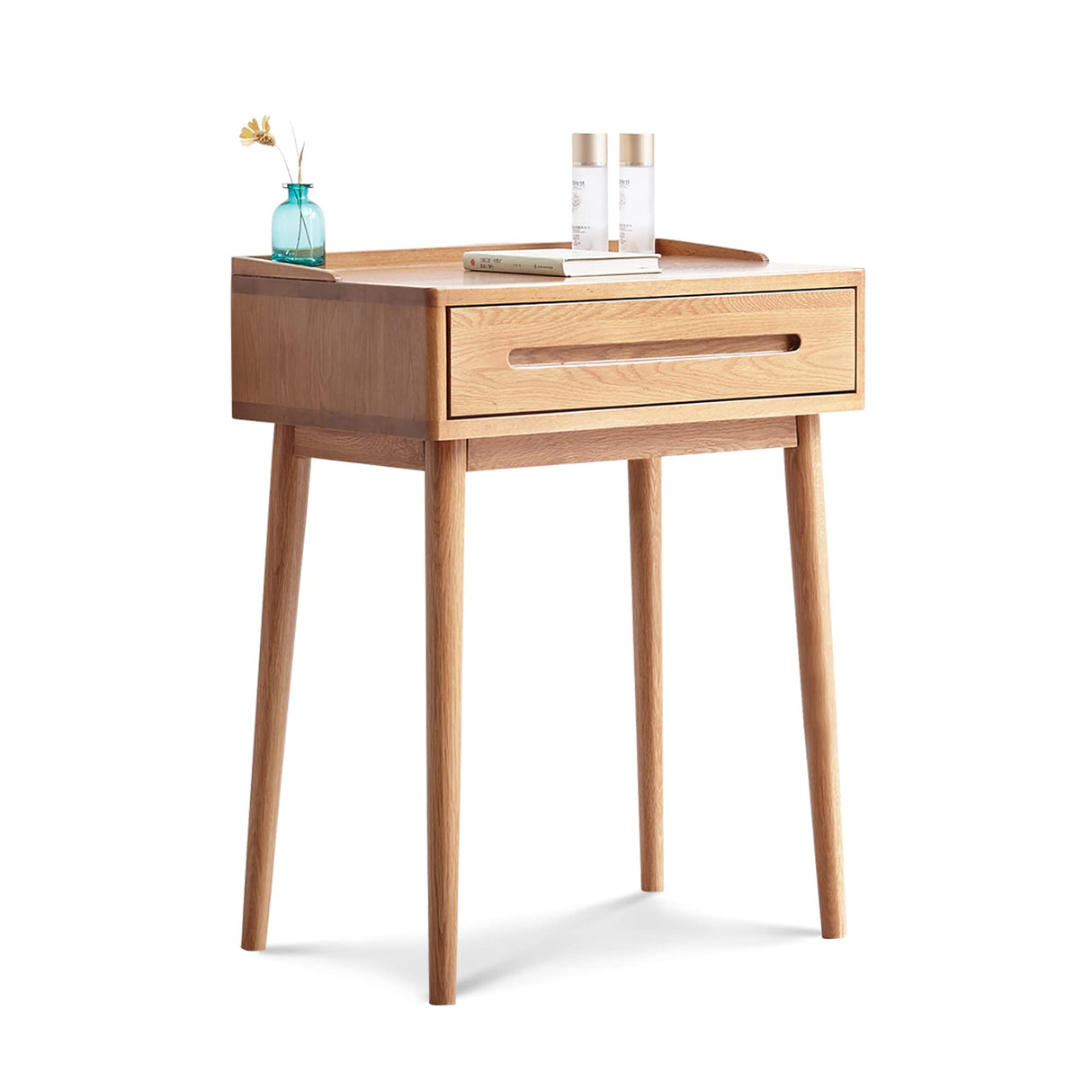 HomSof 100% Solid Wood Dressing Table Makeup Vanity Table with Storage Drawer,Oak HomSof