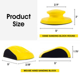MIDO Professional Abrasive Hook and Loop Hand Sanding Block 5 Inch Mouse and Round Sanding Holder 2 PCS Hand Sanding Pad for Woodworking Hook Backing MIDO Professional Abrasive