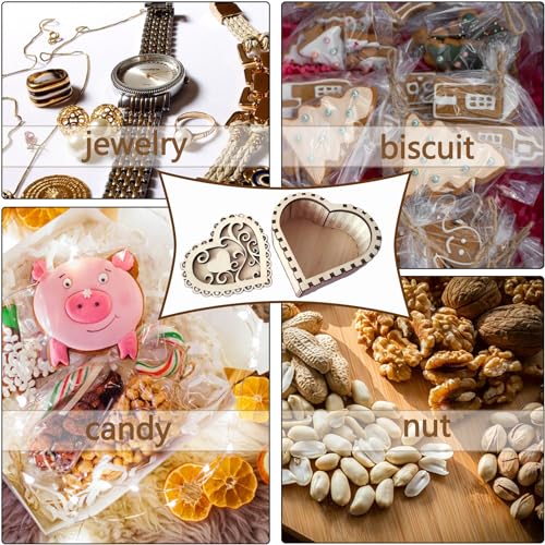 MIAO YUAN Carved heart-shaped wooden box,Wooden Pieces Handmade Wooden Box for Storage,Jewelry Box with Lid, Craft Wooden Storage Box for Candy,Gift MIAO YUAN
