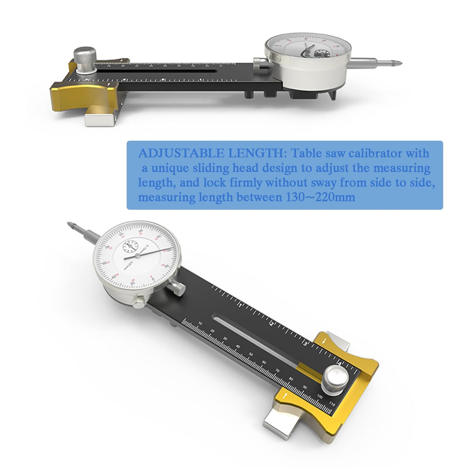 Table Saw Miter Gauge - Table Saw Dial Indicator Gauge, Precision Dial Indicator Table Saw Basic Kit for Aligning and Calibrating Work Shop Machinery Hesderty