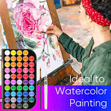 48-Color Watercolor Paint Set With Brush, Refillable Water Brush Pen, Palette, and Water-Washable Paints for Kids, Adults and Artists RVOGJP