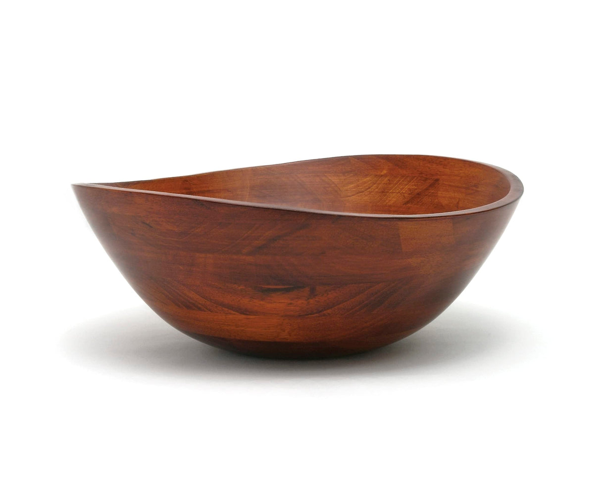 Lipper International Cherry Finished Wavy Rim Serving Bowl for Fruits or Salads, Matte, Large, 13" x 12.5" x 5", Single Bowl Lipper International