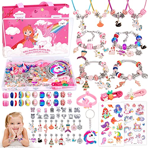 SUZUTOY Bracelet Making Kit for Girls, Unicorns Gifts for Girls, Arts and Crafts for Kids Ages 4 5 6 7 8 9 10 11, Gifts Toys for 4-12 Year Old Girl, SUZUTOY