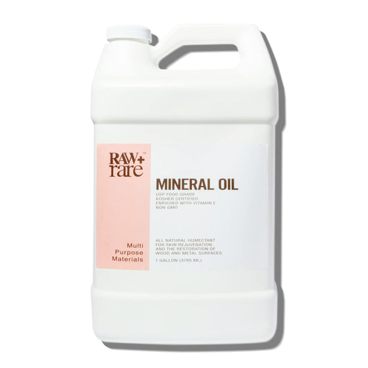 Raw Plus Rare Food Grade Mineral Oil (1gal), Suitable for Bamboo Cutting Board, Butcher Block, Wood, Knife Blade, Cast Iron Tools - Vegan, Enriched - WoodArtSupply