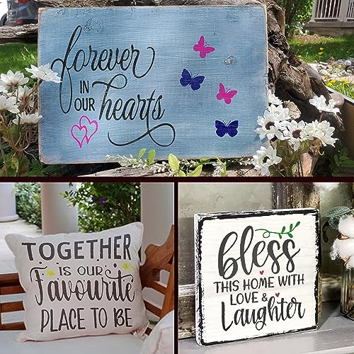 16 Word Stencils for Painting on Wood - Inspirational Stencils for Crafts Reusable – Art Stencils for Drawing - Farmhouse Stencils and Templates for DLY LIFESTYLE