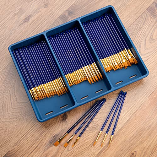 Royal Brush Gold Taklon Paint Brush Super Value Pack, Assorted Sizes, 120 Brushes Royal Brush