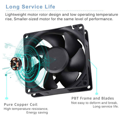 GDSIME AXIAL 8025, New Muffin Fan, 110V 115V 120V 220V 240V AC 80mm Fan, Ventilation Exhaust Projects Cooling Fan - WoodArtSupply