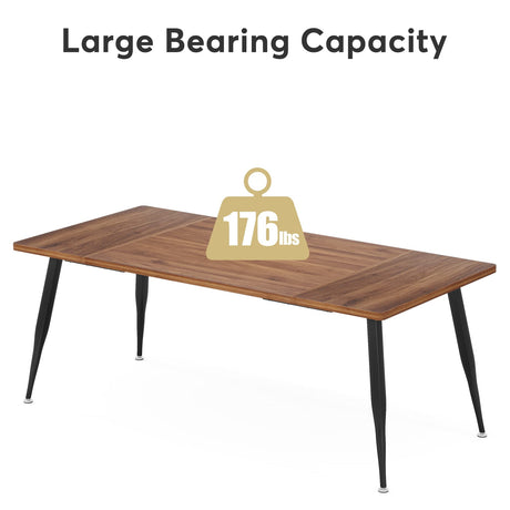 Tribesigns 6FT Conference Table, Rectangular Meeting Room Tables, Modern Industrial Seminar Table Boardroom Desk with Metal Legs for Office, 70.8’’ L Tribesigns