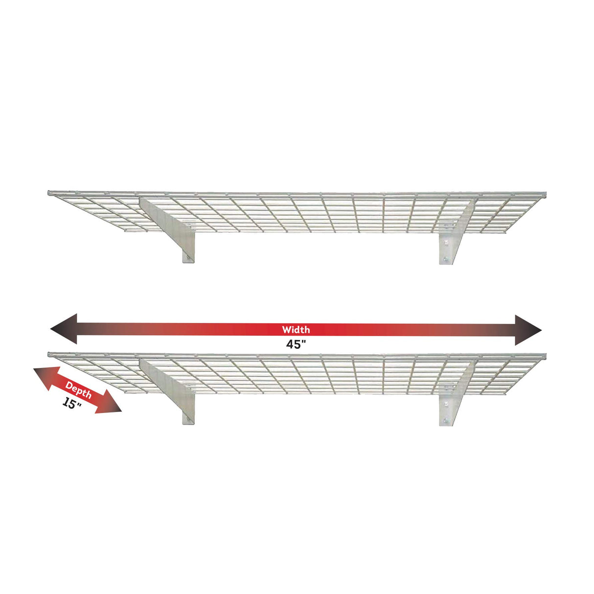 Hyloft 00967 45-Inch X 15-Inch Steel Wall Shelf Storage Rack for Garage, Low-Profile Brackets, Max Shelf Load 200 Pounds, Off White HyLoft