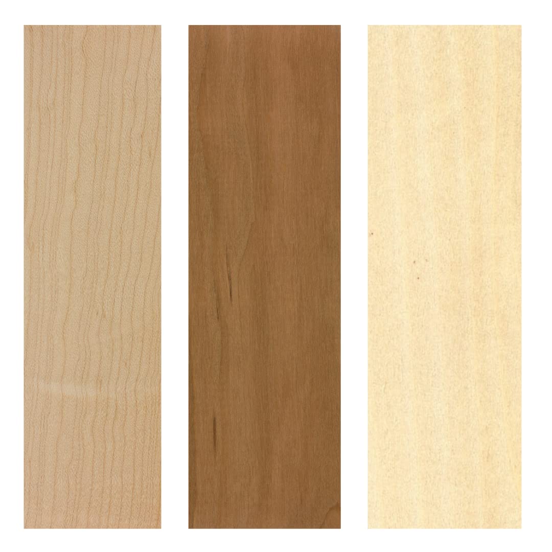 Exotic Wood Zone Pack of 3, Thin Lumber Board - 1/2" x 4" x 48" (Hard Maple + Black Cherry + Yellow Poplar) - WoodArtSupply