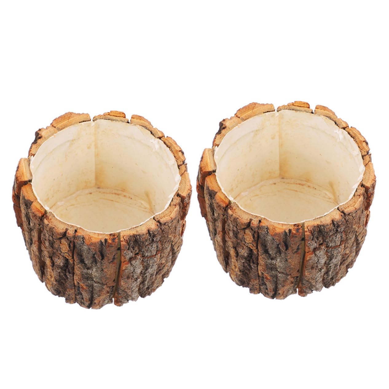 Amosfun 2pcs Wood bark Flower Pot Rustic Flower Pot Flower Arrangement Bucket Tree Planter Flower Storage Pot Flower Planting pots Flower Barrel Amosfun