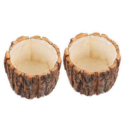 Amosfun 2pcs Wood bark Flower Pot Rustic Flower Pot Flower Arrangement Bucket Tree Planter Flower Storage Pot Flower Planting pots Flower Barrel - WoodArtSupply