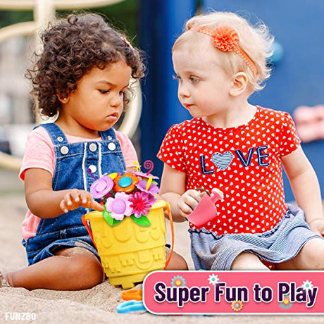 FUNZBO Flower Garden Building Toys for Girls - Toddler Toys for 3, 4, 5, 6, 7 Year Old Girls Gifts, Stacking Toys for Toddlers, Toddler Out Door FUNZBO