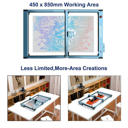 Longer B1 Series Expansion Kit, expands Laser Engraving Area by 195%. Compatible with B1 20W/30W/40W Laser engravers, Perfect for Engraving - WoodArtSupply