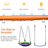 Swing Set for Backyard, 440lbs Swing Set with Heavy-Duty A-Frame Metal Outdoor Swing Stand, 1 Saucer Swing Seat & 1 Belt Swings Seat Lunafun