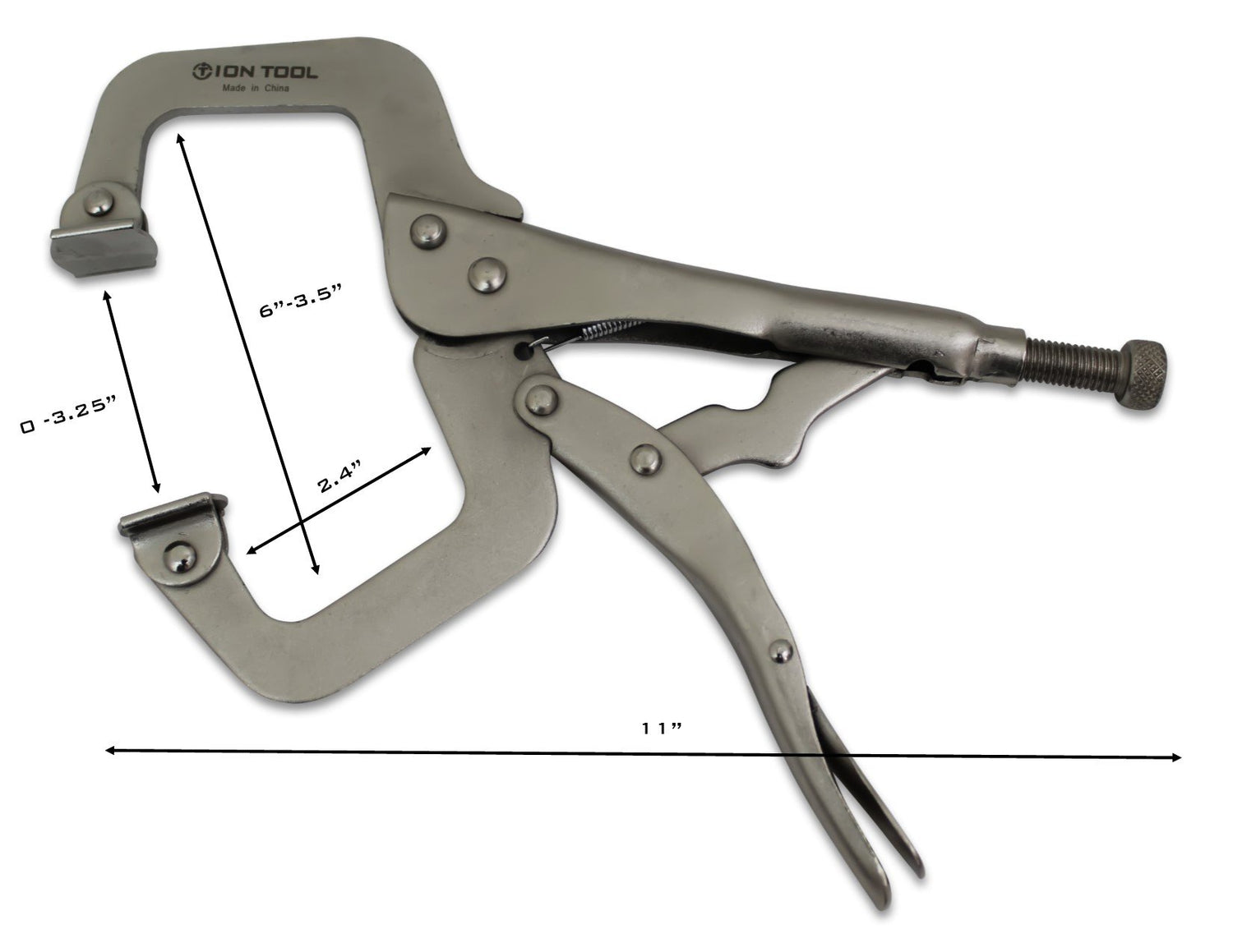 ION TOOL 6 Pack - 11” C-Clamp Locking Pliers, Swivel Pads Ion Tool