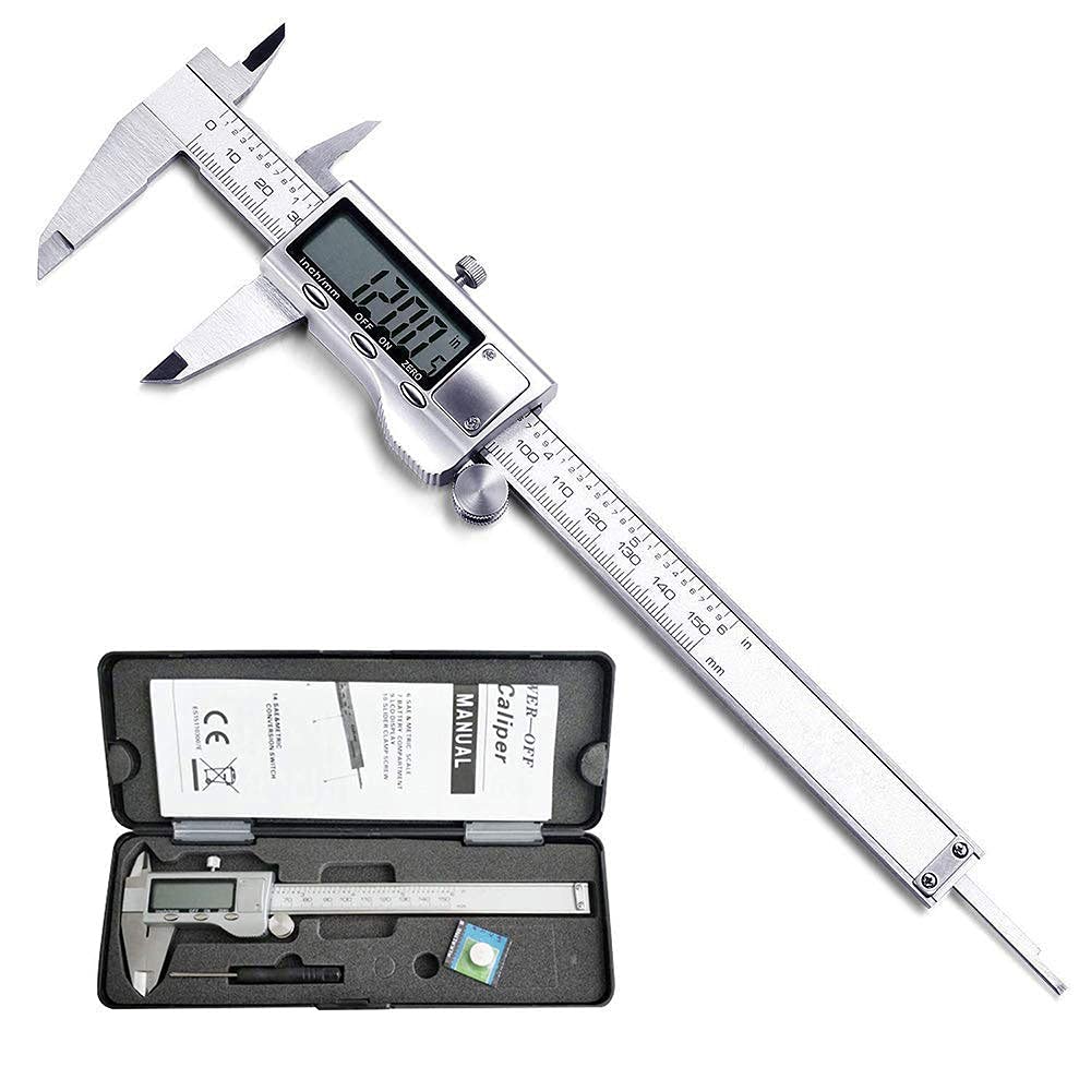 Digital Caliper, Caliper Measuring Tool with Stainless Steel, Electronic Micrometer Caliper with Large LCD Screen, Auto-Off Feature, Inch and LOUISWARE