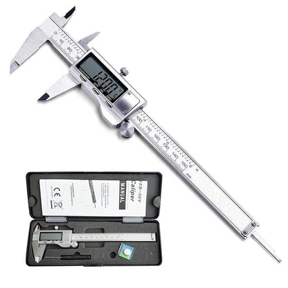 Digital Caliper, Caliper Measuring Tool with Stainless Steel, Electronic Micrometer Caliper with Large LCD Screen, Auto-Off Feature, Inch and - WoodArtSupply