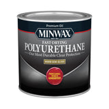 Minwax Fast Drying Polyurethane Protective Wood Finish, Clear Semi-Gloss, ½ Pint Minwax