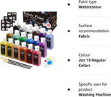 Fabric Paint, Shuttle Art 18 Colors Permanent Soft Fabric Paint in Bottles (60ml/2oz) with Brushes, Palette, Stencils, Non-Toxic Textile Paint for Shuttle Art