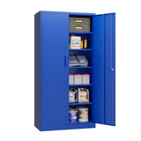 MIIIKO Metal Storage Cabinet with Locking Doors, 72'' Tall Blue Steel Cabinet with 5 Adjustable Shelves, Lockable Metal Utility Cabinet for Garage, MIIIKO
