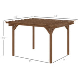 Outsunny 12' x 10' Outdoor Pergola, Wood Grape Gazebo for Climbing Plant Support, Garden, Patio, Backyard, Deck, Brown Outsunny
