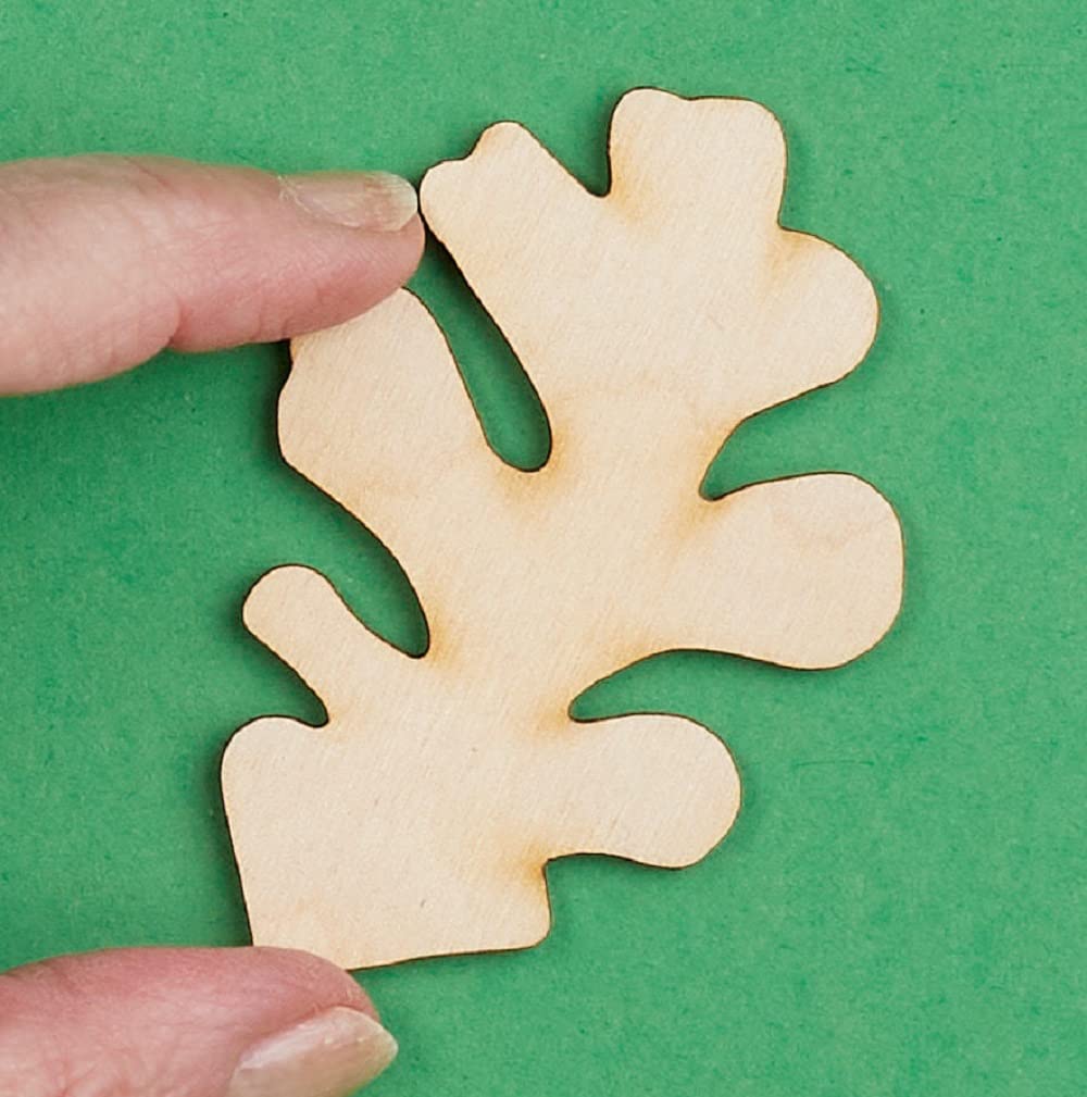 Factory Direct Craft Pack of 24 Unfinished Wood Oak Leaf Cutouts - Blank Wooden Leaves Shapes for Crafts and DIY Fall Projects - Made in USA (Size: 3 Factory Direct Craft