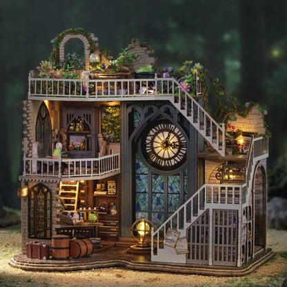 Miniature Dollhouse Kit, DIY Miniature House Kit Wooden Dollhouse Kit, 1:24 Scale Creative Room Magic House Kit 3D Birthday Gift (Off-White)