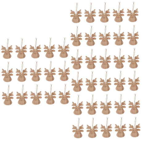 EXCEART 60 Pcs Christmas Deer Pendant Deer Head Wood Cutouts Wooden Deer Head Christmas Ornaments Reindeer Wooden Decor Christmas Tree Decorations EXCEART