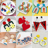 Snoghmil Polymer Clay Earrings Making Kit with 32pcs Polymer Clay Cutters, 24pcs Oven Bake Clay, 30 Set Earring Rings&Hooks, Modeling Clay Jewelry Snoghmil