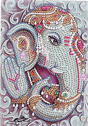 5D Diamond Painting Notebook Kits Animal Elephant Cover Leather DIY Special Shaped Journal Sketchbook Cross Stitch Diamond Art Hardcover Dairy Book