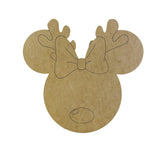 Reindeer Girl Mouse, Christmas Shape Unfinished Wood Cutout, Paint by Line Build-A-Cross