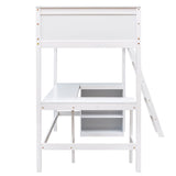 Harper & Bright Designs Twin Loft Bed with Desk and Storage Shelves in White Harper & Bright Designs