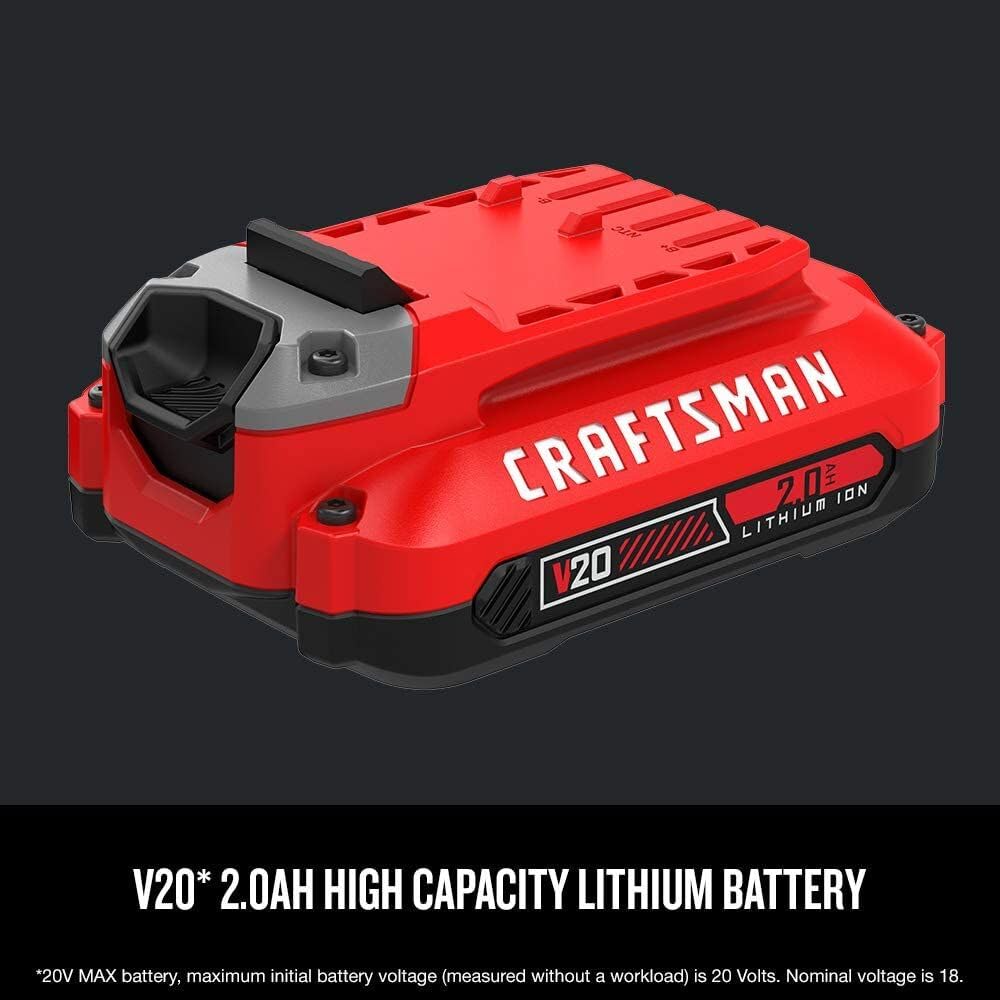 Craftsman V20 Lithium Ion Battery, 2.0-Amp Hour, 2 Pack (CMCB202-2)