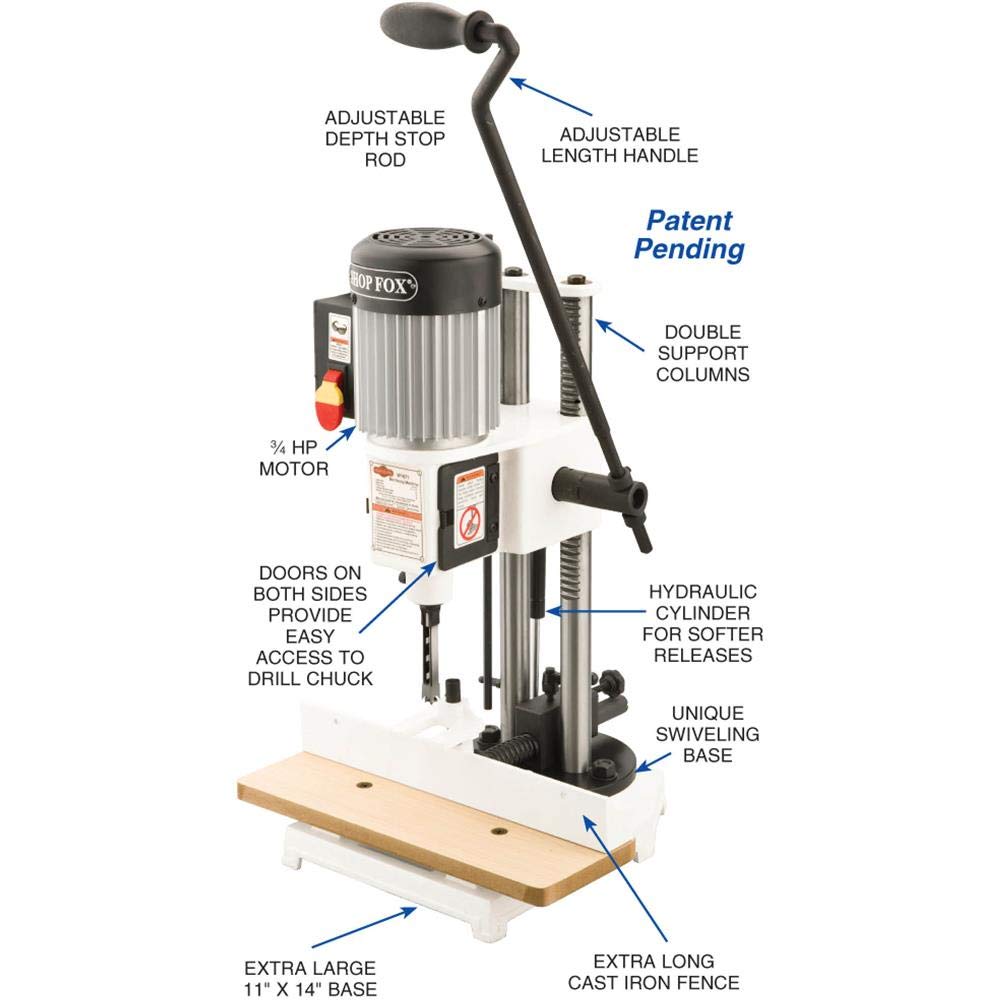 Shop Fox W1671 3/4 HP Heavy-duty Mortising Machine Shop Fox