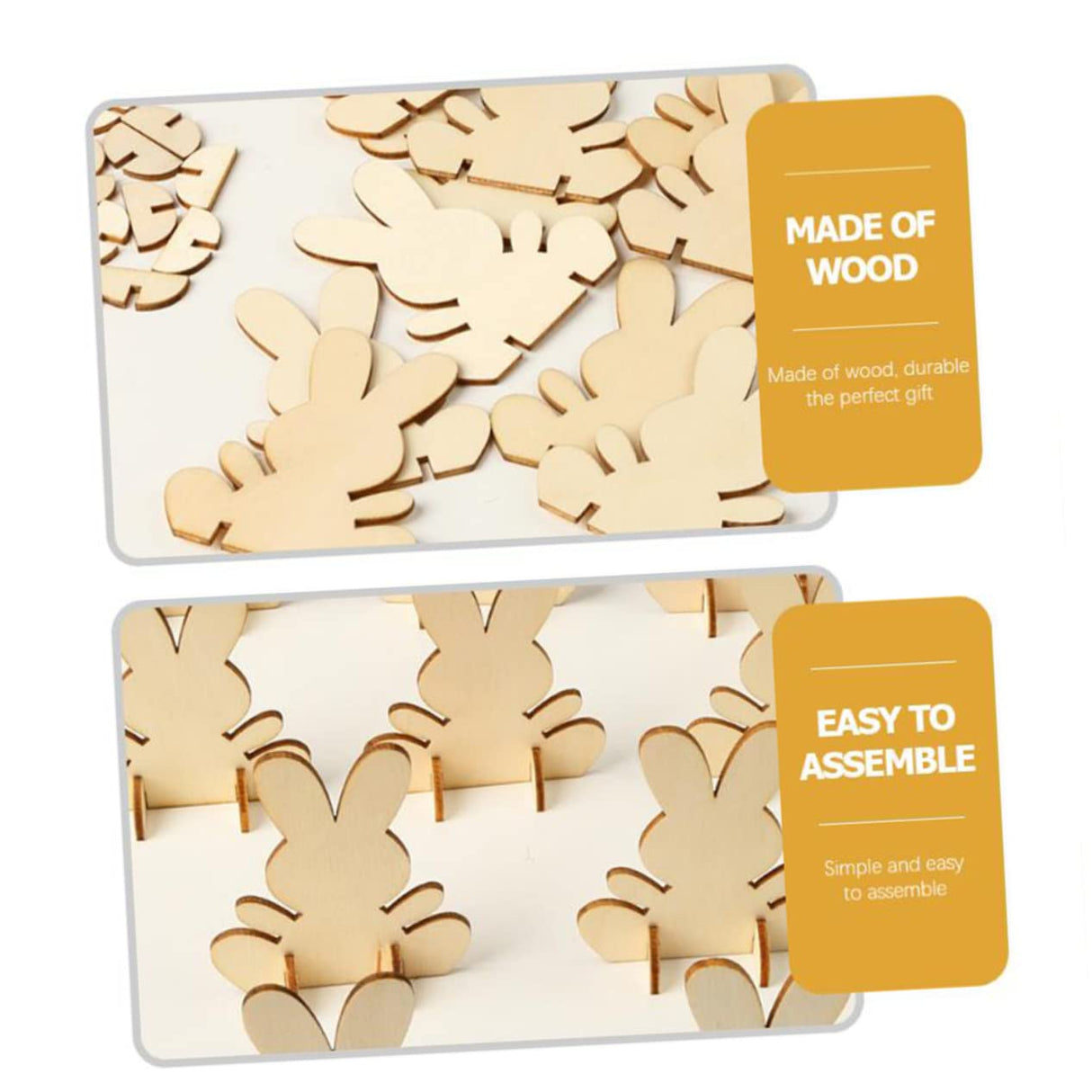 Kisangel 16 pcs DIY White Embryo Rabbit Unfinished Wood Planks Farmhouse Easter Decor Wood Rabbit Slices Indoor Easter Decorations Unfinished Wood Kisangel