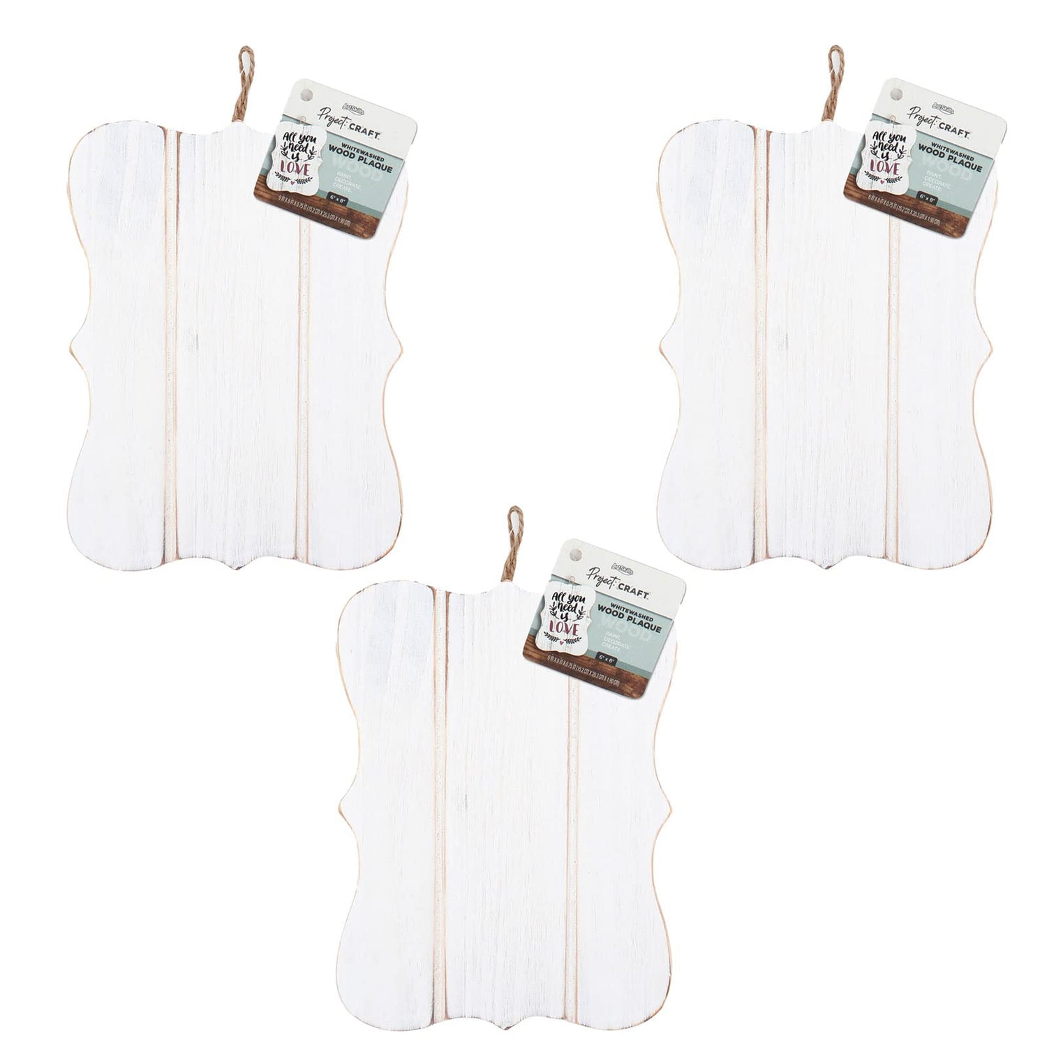 ArtSkills Blank Wooden Signs for Crafts, Whitewashed Wood Plaques, Crafts & DIY Projects, 3-Pack ArtSkills