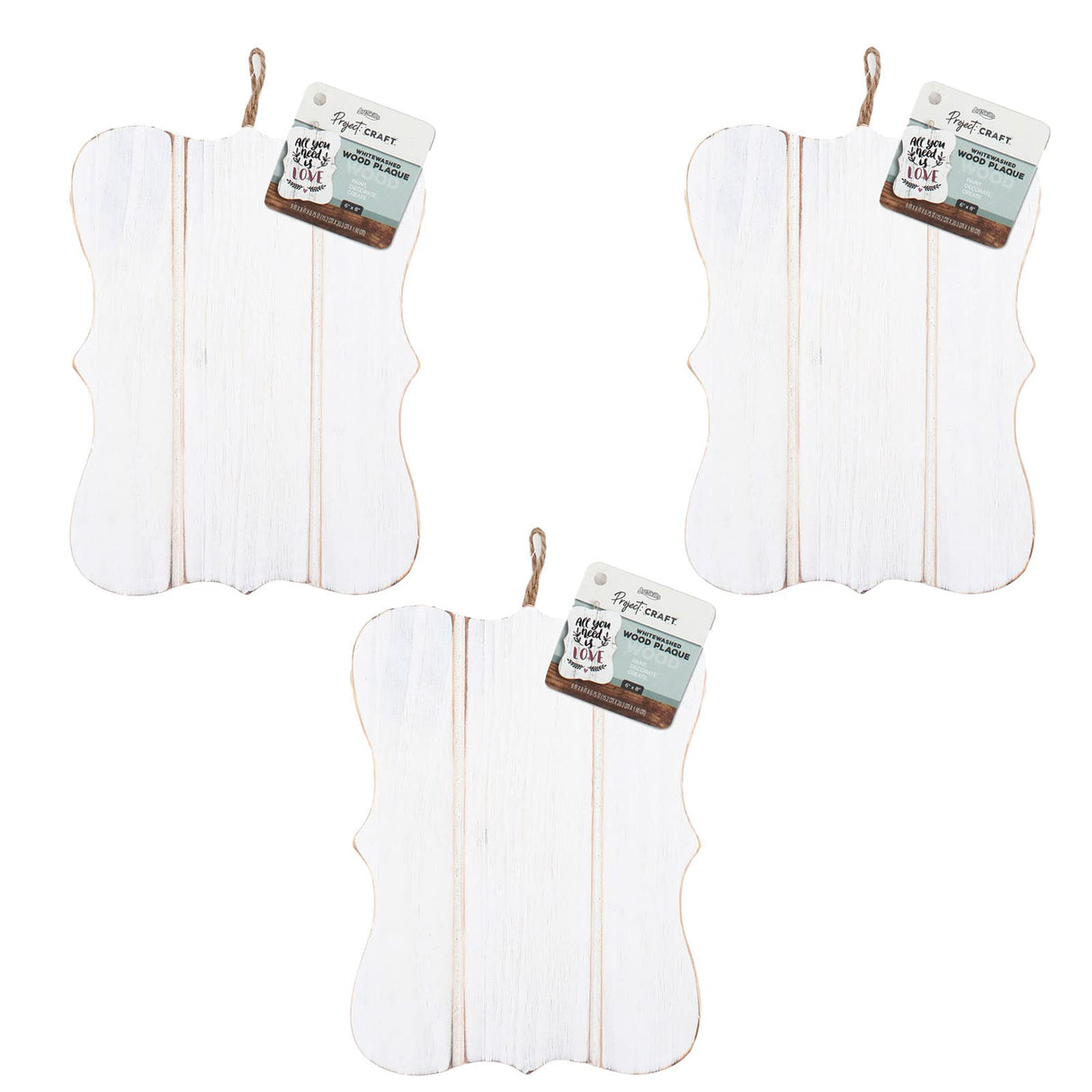 ArtSkills Blank Wooden Signs for Crafts, Whitewashed Wood Plaques, Crafts & DIY Projects, 3-Pack ArtSkills