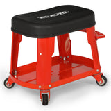 M-AUTO Heavy Duty Garage Rolling Work Seat 300LBS Capacity Mechanics Stool with Wheels, Rolling Work Seat with Equipment Tray and Tool Rack, M-AUTO