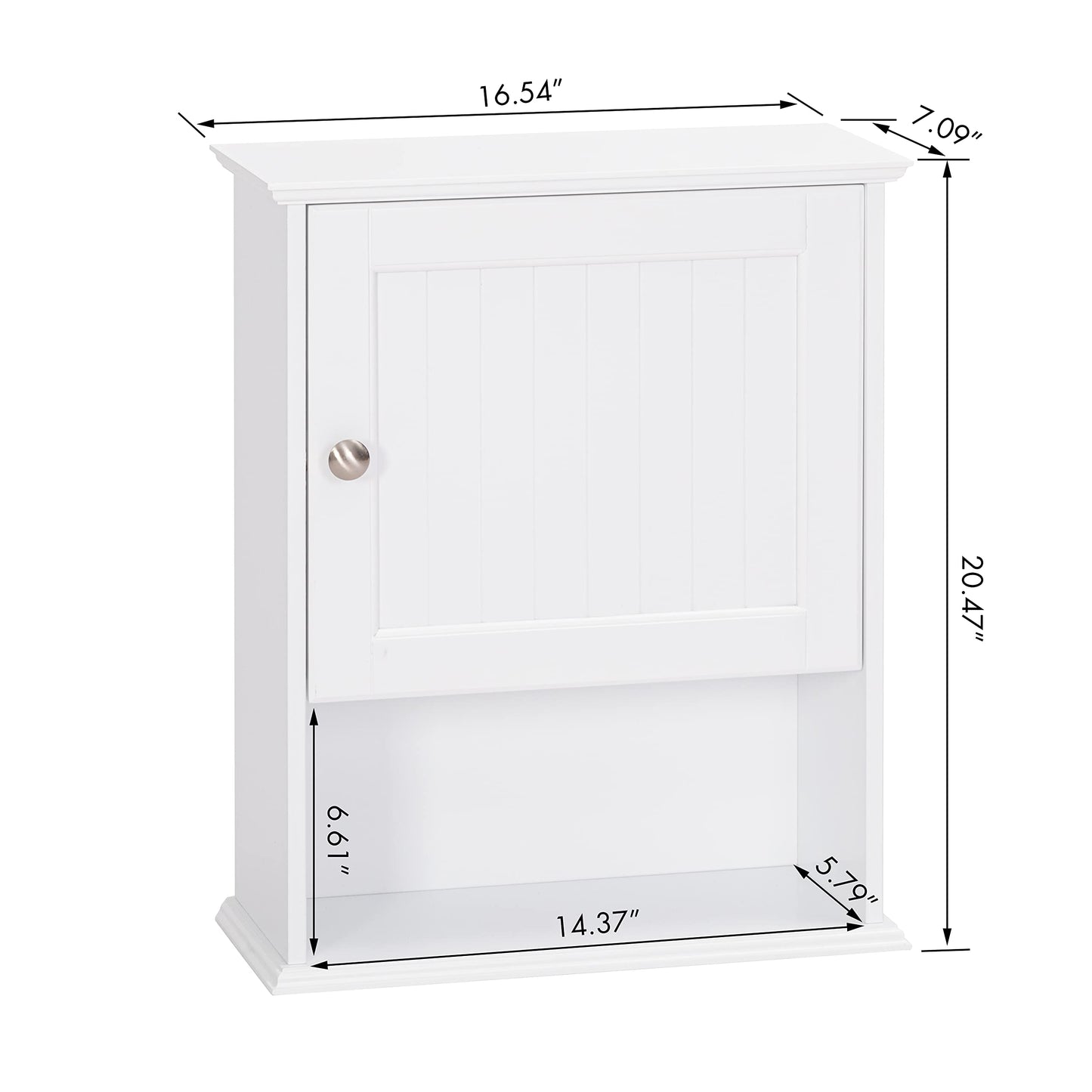 Spirich Bathroom Cabinet Wall Mounted with Single Door, Wood Hanging Cabinet with Adjustable Shelf White