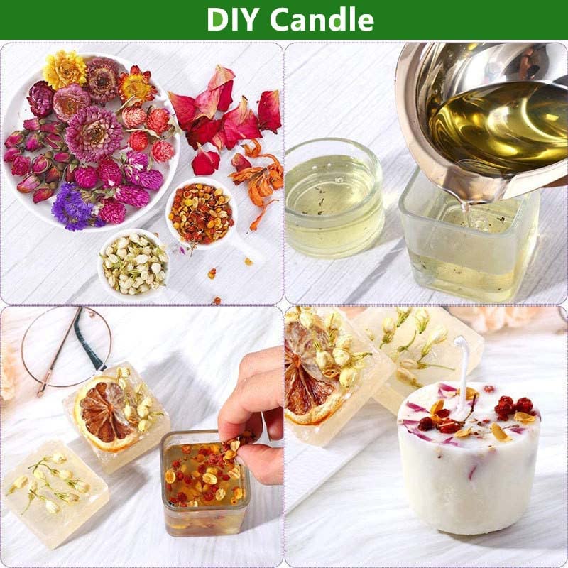 16 Bags Dried Flowers Herbs Kit for-Candle Soap Making,Perfect for Tea, Baking,Sachets & Fresh Fragrance,Lemon,Lavender,Pink RoseJasmine,Rose Oameusa