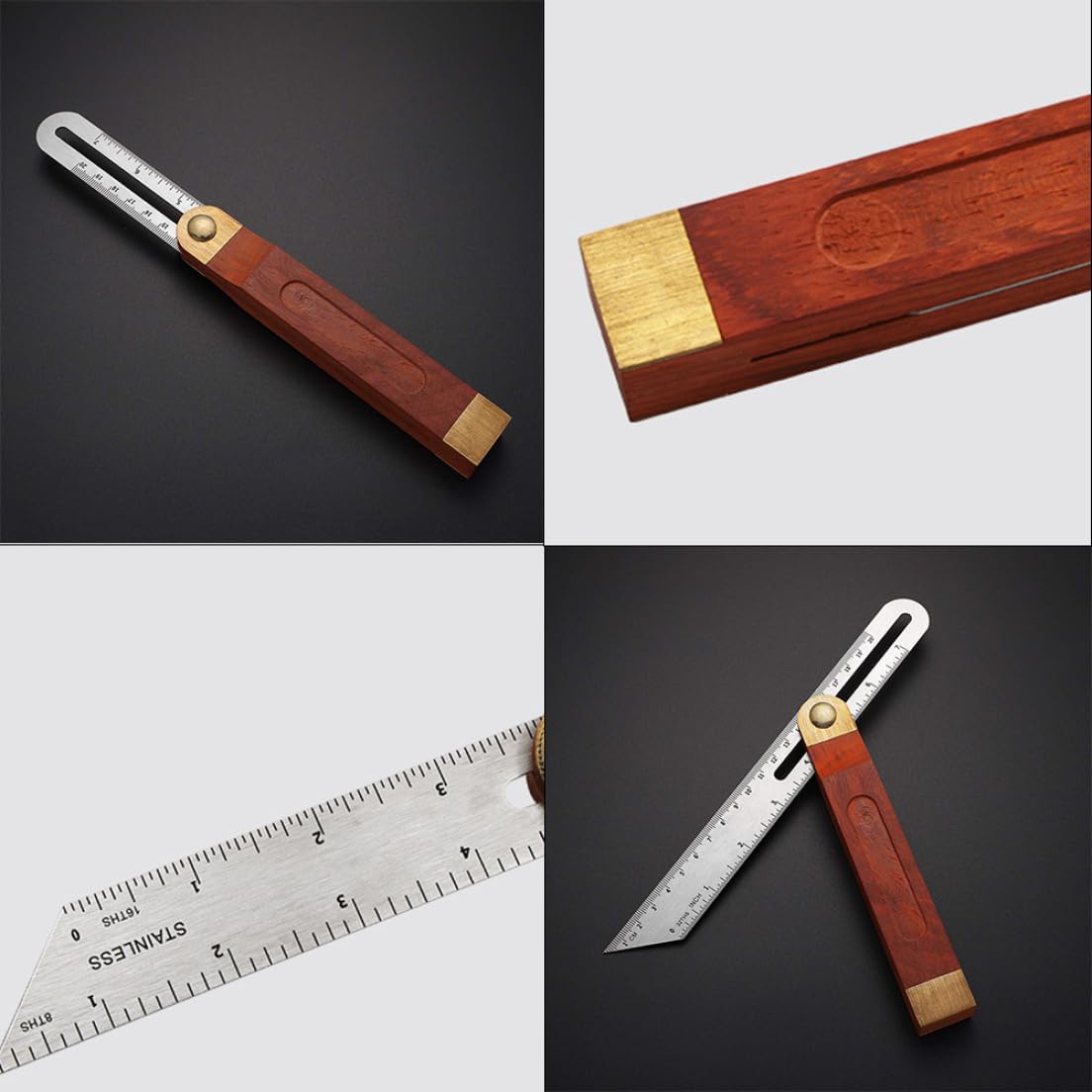 Carpentry Square 9Inch Carpentry Square Try Square Adjustable Sliding Bevel Gauge Hardwood Handle Stainless Steel Blade for Craftsman Woodworking LokweeTal