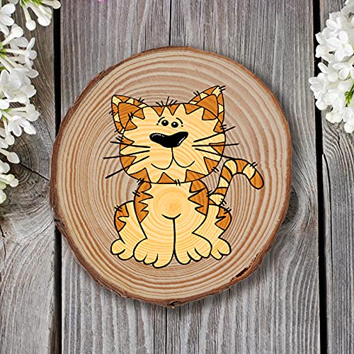 HAKZEON 100 PCS 2.8-3.2 Inches Natural Wood Slices, 2/5 Inches Thick Wood Rounds with Bark, Unfinished Wooden Discs for Crafts Rustic Wedding HAKZEON