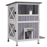 Aivituvin 2-Story Outdoor Cat House Indoor Wooden Kitty Condo with Escape Door - Removable Floors Aivituvin