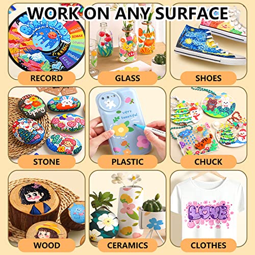 Gunsamg 46 Colors Acrylic Paint Pens Extra Fine Tip Acrylic Paint Markers For Rock Painting Ceramic Stone Wood Canvas DIY Crafts Card Making - WoodArtSupply