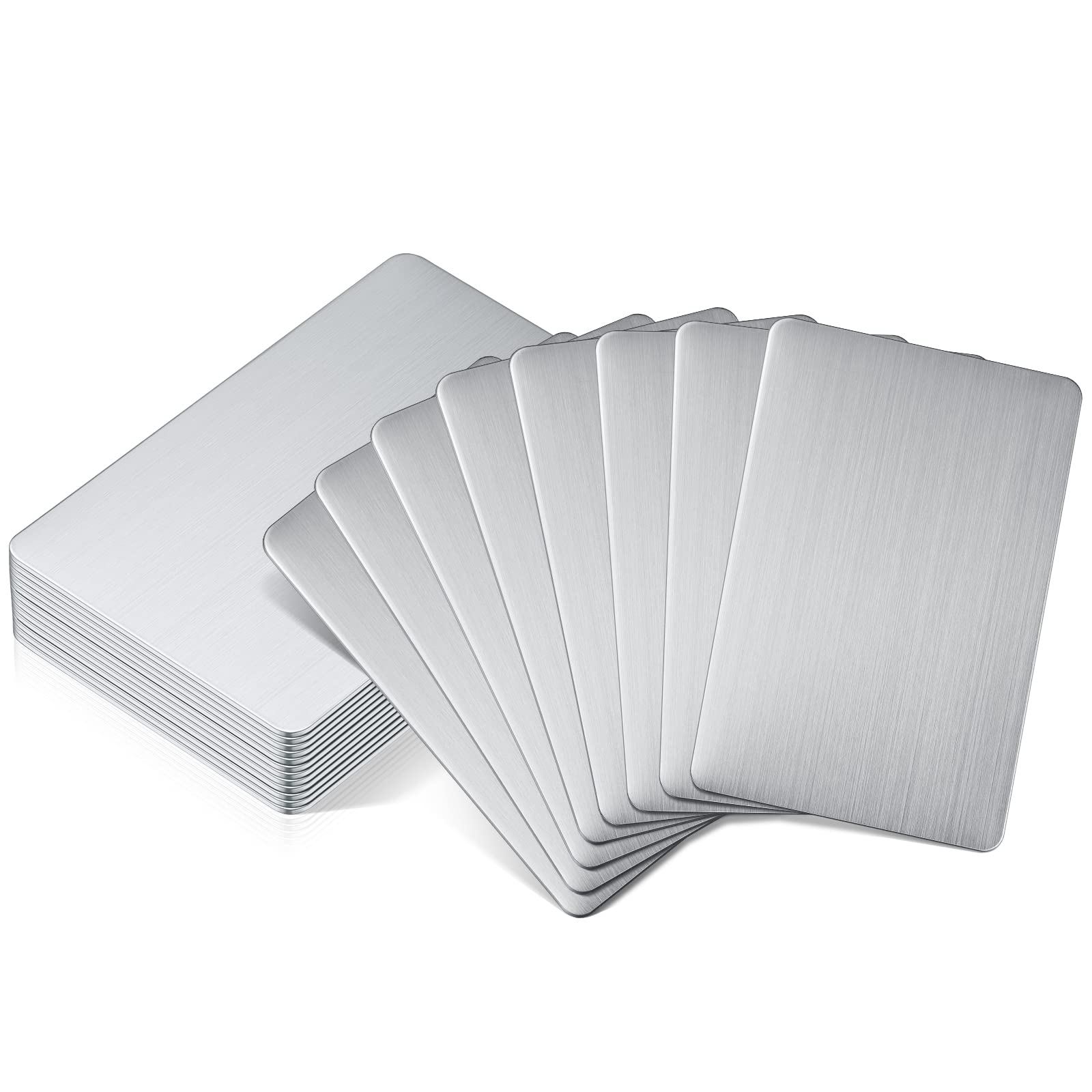 12 Pieces 304 Stainless Steel Metal Business Cards Blank Steel Card Laser Engraving Stainless Cards for House Office Customer DIY Gift Plate Cards, - WoodArtSupply