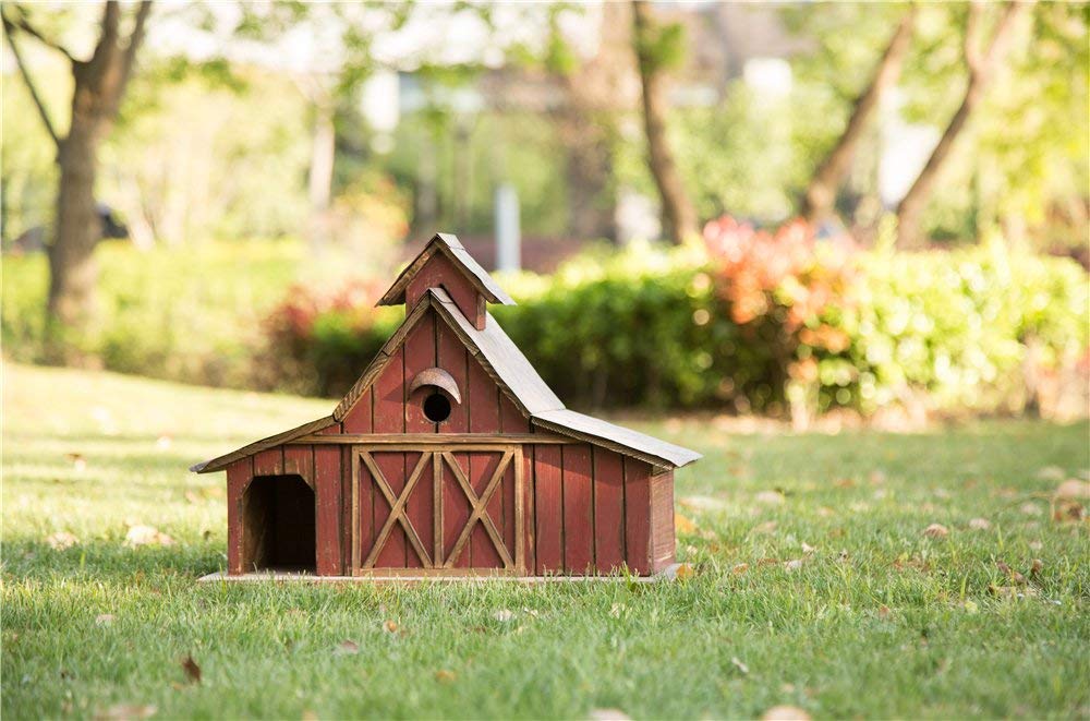 Glitzhome 20.67" L Birdhouse for Outside Rustic Wood Barn Design Extra-Large Hand Painted Bird House glitzhome
