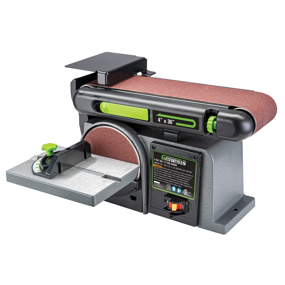 Genesis 4.3 Amp 4 in. x 36 in. Belt 6 in. Disc Combination Sander with Cast Iron Base and Miter Gauge GBDS430 - WoodArtSupply