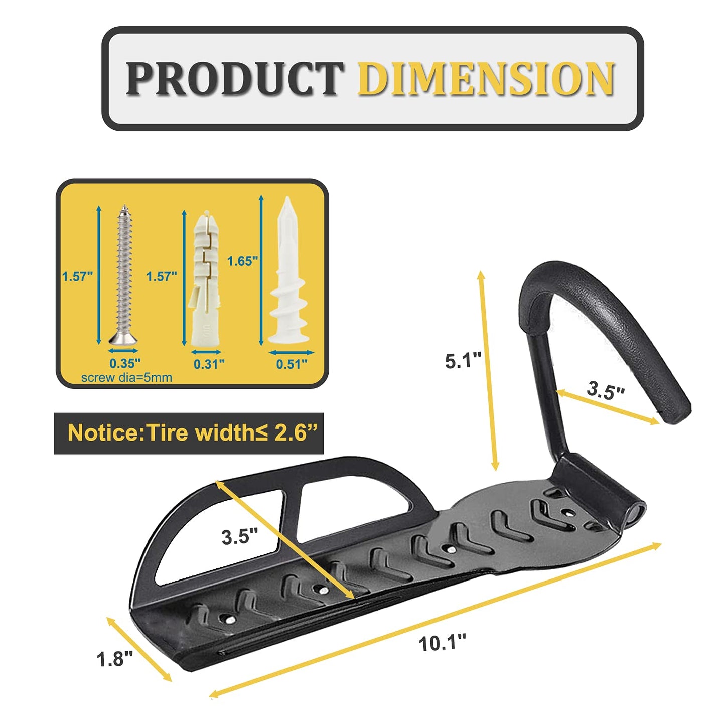 Bike Rack for Garage Wall Mount 4 Pack Vertical Bike Hooks Bicycle Hanging Hooks for Indoor Storage with Non-reversible Hooks - WoodArtSupply