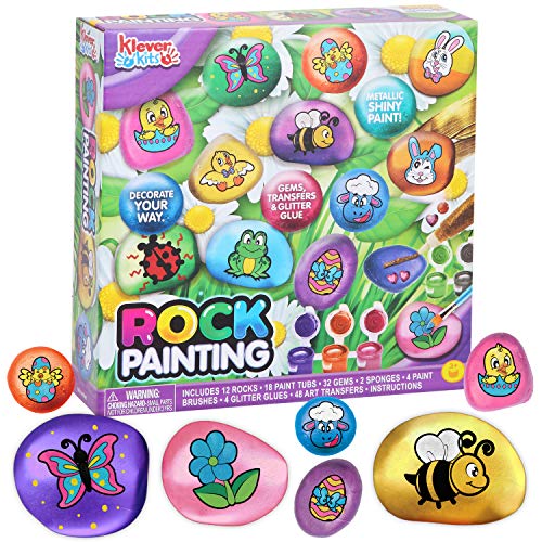 12 Rock Painting Kit, Creativity Arts & Crafts, DIY Supplies, Spring Crafts for Kids, Decorate Your Own Painting Craft, Family Outdoor Indoor - WoodArtSupply